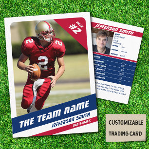 American Football Team Trading Card Rood Wit Blauw Contactkaartje