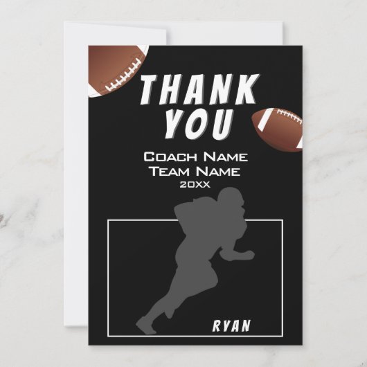 American Football Thank you Coach Card Bedankkaart (Voorkant)