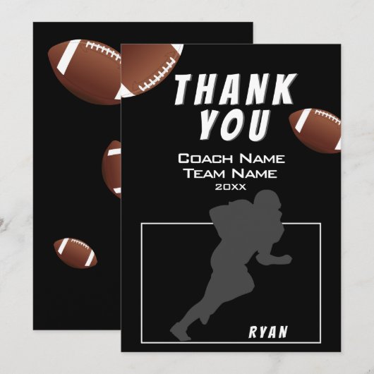 American Football Thank you Coach Card Bedankkaart (Voorkant / Achterkant)