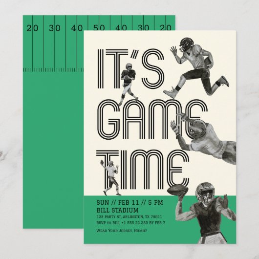 American Football Uitnodiging | Het is spel tijd (Voorkant / Achterkant)