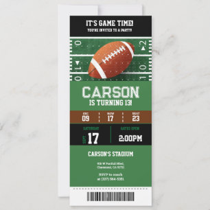 American Football Verjaardagsfeest Ticket Uitnodig Kaart