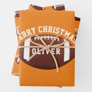 American Footballballen Naam Oranje Kerstmis Inpakpapier Vel
