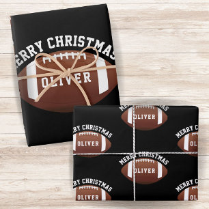 American Footballballen Naam Zwart Kerstmis  Inpakpapier Vel