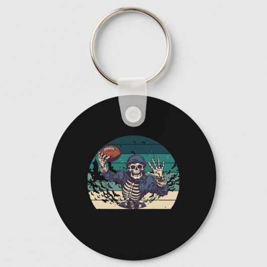 American Footll Retro  Halloween Skelet Sleutelhanger (Voorkant)