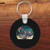 American Footll Retro  Halloween Skelet Sleutelhanger (Voorkant)