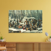 American Forest Scene - Maple Sugaring, 1856 Canvas Afdruk (Insitu (Woonkamer))