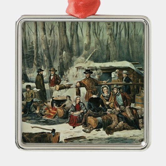 American Forest Scene - Maple Sugaring, 1856 Metalen Ornament (Voorkant)