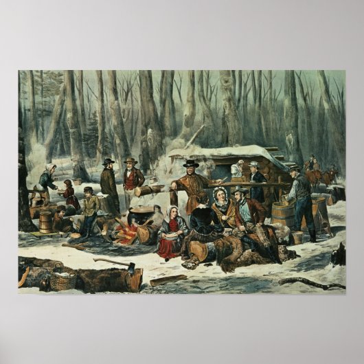 American Forest Scene - Maple Sugaring, 1856 Poster (Voorkant)