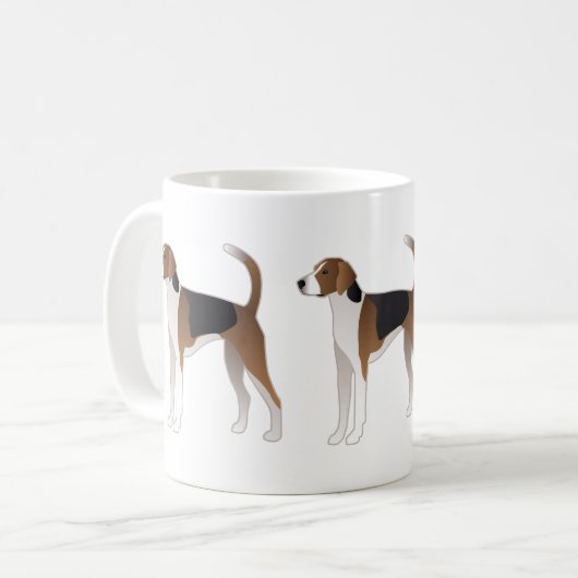 American Foxhound Basic Hondenras Illustration Koffiemok (Voorkant links)