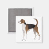 American Foxhound Basic Hondenras Illustration Magneet (Voorkant / Achterkant)