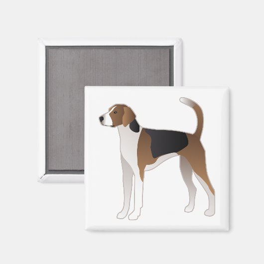 American Foxhound Basic Hondenras Illustration Magneet (Voorkant / Achterkant)