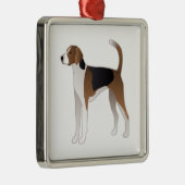 American Foxhound Basic Hondenras Illustration Metalen Ornament (Rechts)