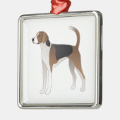 American Foxhound Basic Hondenras Illustration Metalen Ornament (Links)