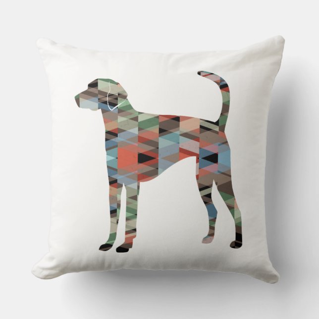 American Foxhound Dog Geo Pattern Silhouette Pset Kussen (Voorkant)
