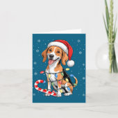 American Foxhound Dog Ugly Christmas Candy Cane Tr Kaart (Voorkant)