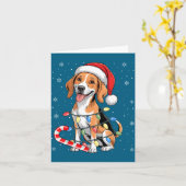 American Foxhound Dog Ugly Christmas Candy Cane Tr Kaart (Gele Bloem)
