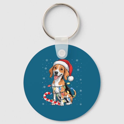 American Foxhound Dog Ugly Christmas Candy Cane Tr Sleutelhanger (Voorkant)