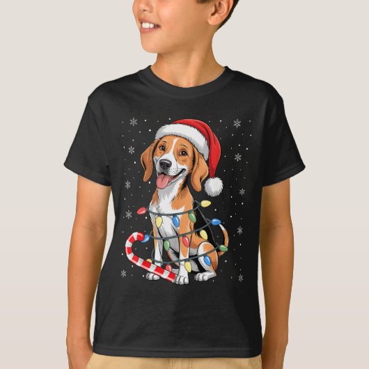 American Foxhound Dog Ugly Christmas Candy Cane Tr T-shirt (Voorkant)