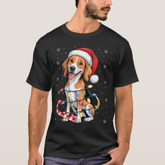 American Foxhound Dog Ugly Christmas Candy Cane Tr T-shirt (Voorkant)