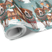 American Foxhound Dogs Christmas Snow Holiday Cadeaupapier (Rol Hoek)