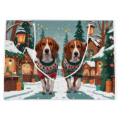 American Foxhound Dogs Christmas Snow Holiday Groot Cadeauzakje (Voorkant)