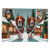 American Foxhound Dogs Christmas Snow Holiday Groot Cadeauzakje (Achterkant)