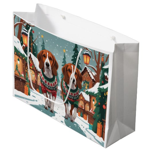 American Foxhound Dogs Christmas Snow Holiday Groot Cadeauzakje (Voorkant Gekanteld)