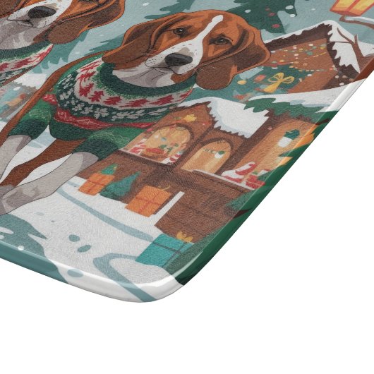 American Foxhound Dogs Christmas Snow Holiday Snijplank (Hoek)