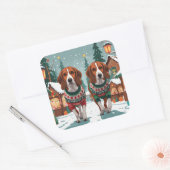 American Foxhound Dogs Christmas Snow Holiday Vierkante Sticker (Envelop)