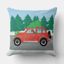 American Foxhound Driving Car met kerstboom