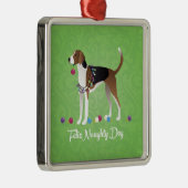 American Foxhound Feliz Naughty Dog Kerstmis Metalen Ornament (Rechts)