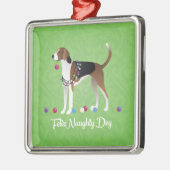 American Foxhound Feliz Naughty Dog Kerstmis Metalen Ornament (Links)