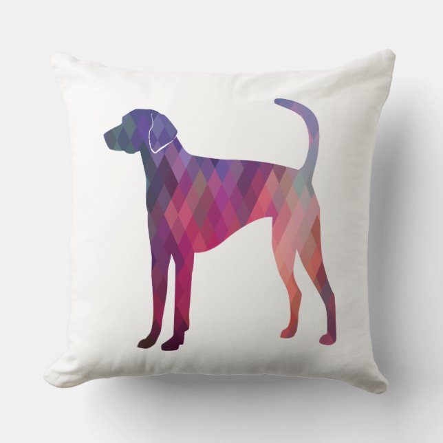 American Foxhound Geo Pattern Silhouette Pink Kussen (Voorkant)