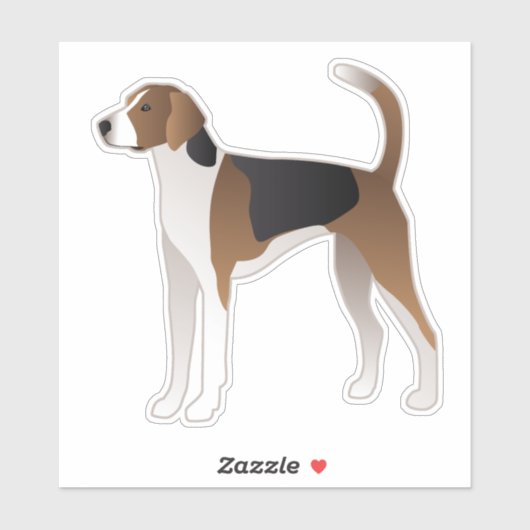 American Foxhound Hondenras Side Uitzicht Silhouet Sticker (Vel)