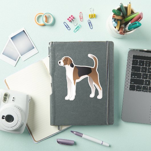 American Foxhound Hondenras Side Uitzicht Silhouet Sticker (iPad Cover)