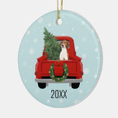 American Foxhound kerst Red Truck Keramisch Ornament (Links)
