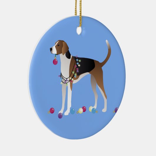 American Foxhound-kerstdesign Keramisch Ornament (Rechts)