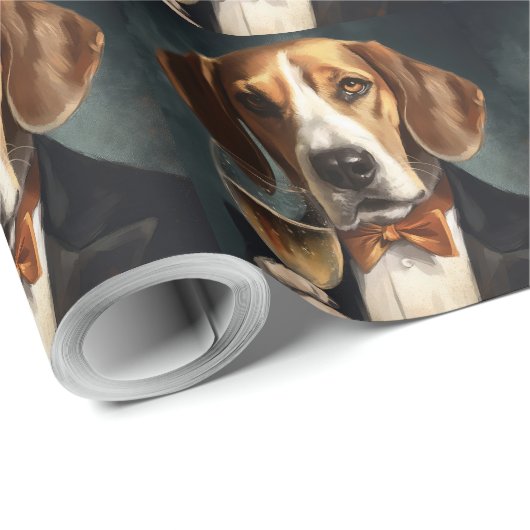 American Foxhound Nieuwjaar Cadeaupapier (Rol Hoek)