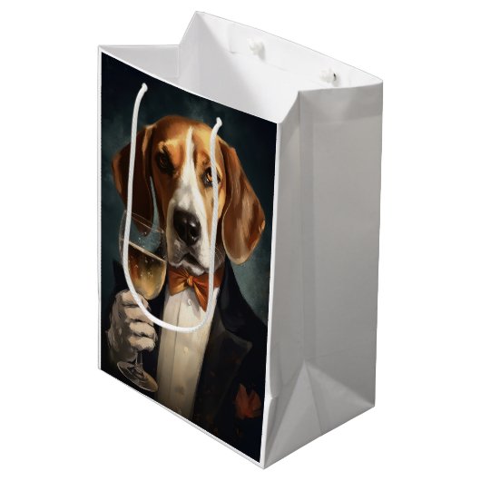 American Foxhound Nieuwjaar Medium Cadeauzakje (Voorkant Gekanteld)