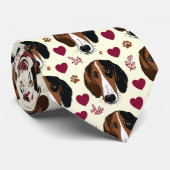 American Foxhound Valentine Hearts Pattern Dog Stropdas (Opgerold)