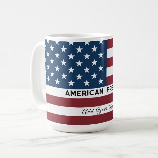 American Freedom Personalized Name Koffiemok (Voorkant links)