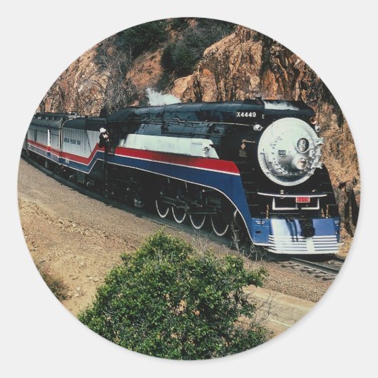 American Freedom Train 4449 in Kaap Horn, Californ Ronde Sticker (Voorkant)