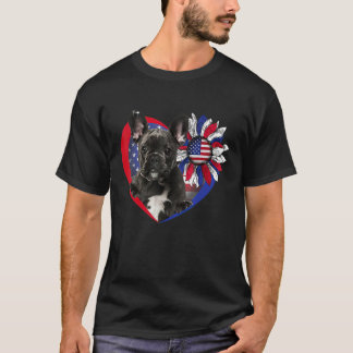 American French Bulldog Dog Heart 4th Of July USA T-shirt