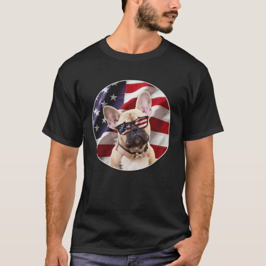 American Frenchie Dog  USA Flag T-shirt (Voorkant)