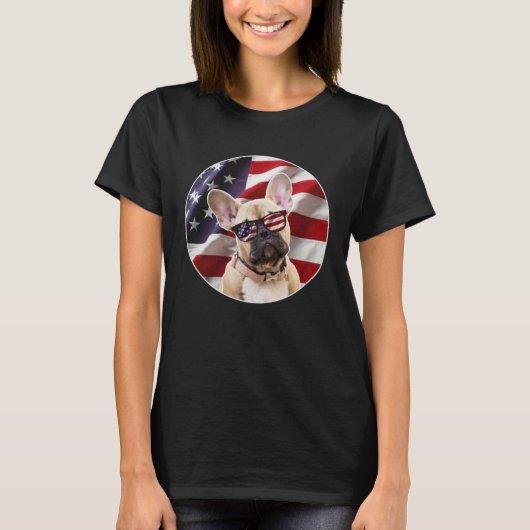 American Frenchie Dog  USA Flag T-shirt (Voorkant)