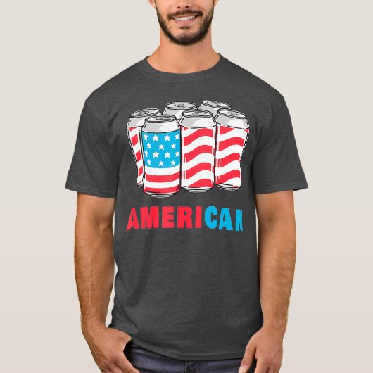 AmeriCan Funny 4th of July Bier Patriotic USA T-shirt (Voorkant)