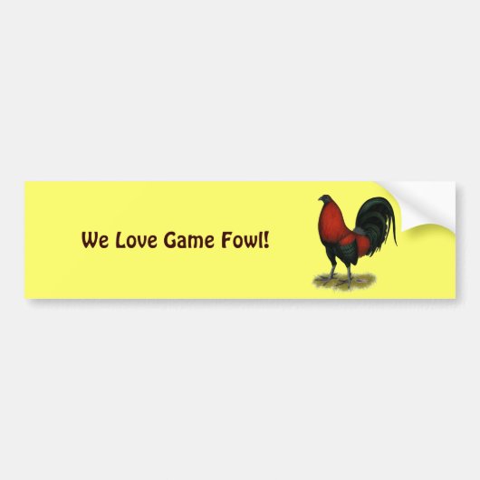 American Game BB Black Red Rooster Bumpersticker (Voorkant)