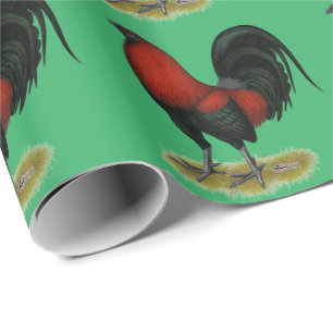 American Game BB Black Red Rooster Cadeaupapier