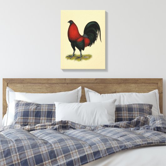 American Game BB Black Red Rooster Canvas Afdruk (Insitu (Slaapkamer))