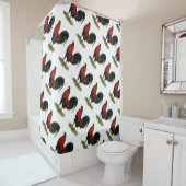 American Game BB Black Red Rooster Douchegordijn (In situ)